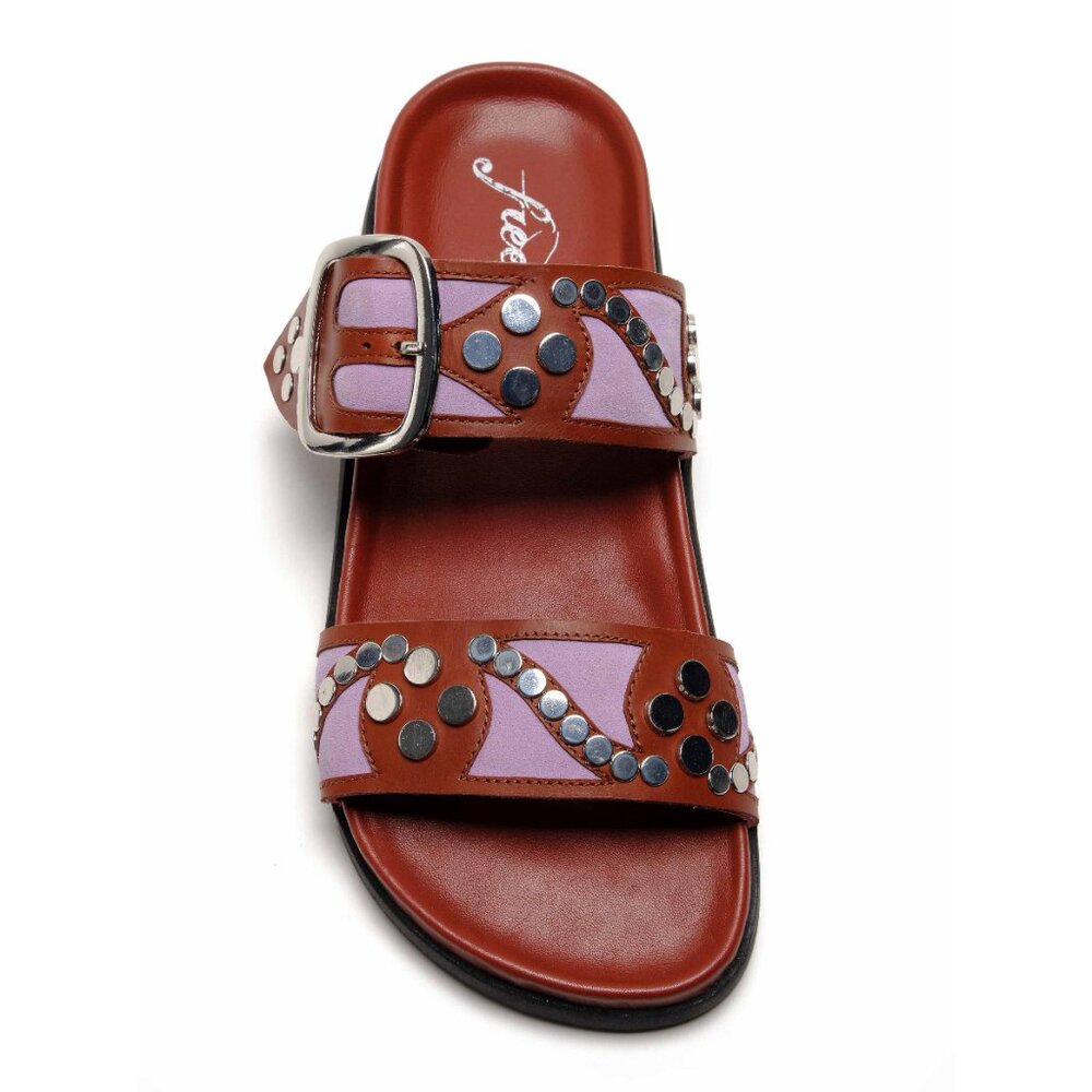 FREE PEOPLE Revelry Studded Sandals / Brick + Lavender - Picture 5 of 12